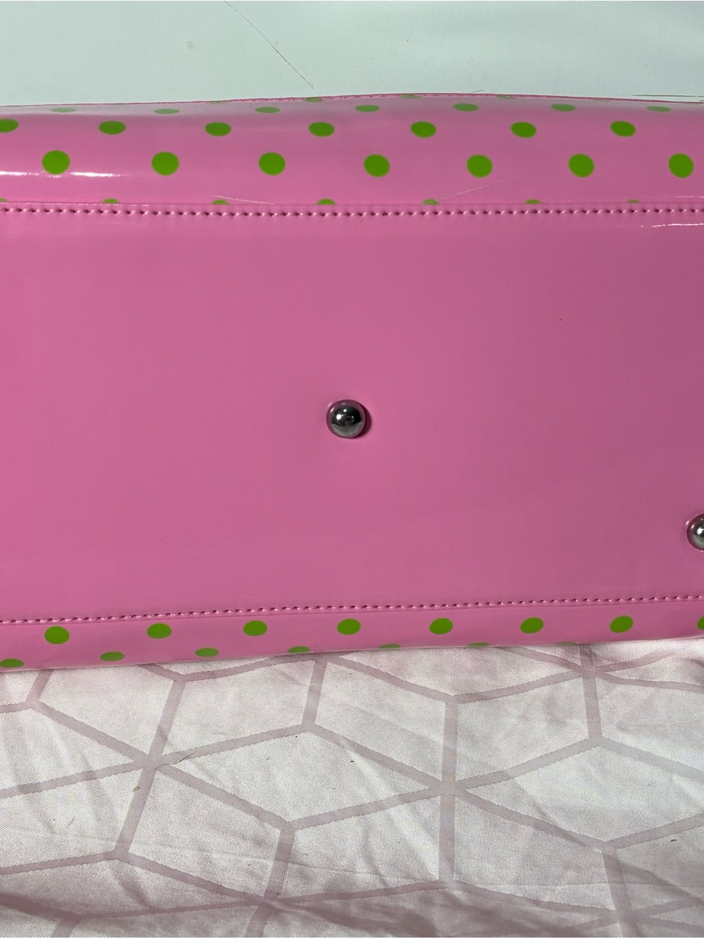 Stadium approved Clear bag NWT Dustbag bagcharm incl. pink lime green polkadot - Picture 12 of 17